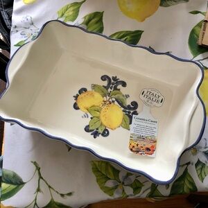Ceramica Cuore Lemon Ceramic Baker with Blue Rim